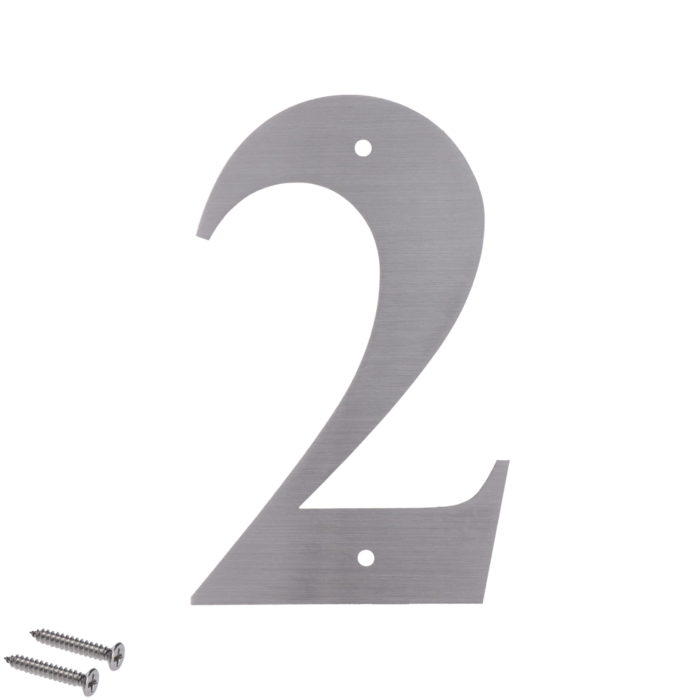 Číslo domové 2, (127x1.5mm), s dierami, brúsená nerez K320 / AISI 304