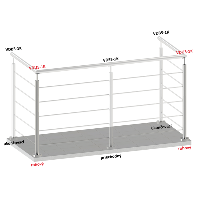 Nerezový sloup, vrchní kotvení, 5 děrový, rohový: 90°, vrch pevný (ø 42.4x2mm), broušená nerez K320 /AISI304 - Image 3