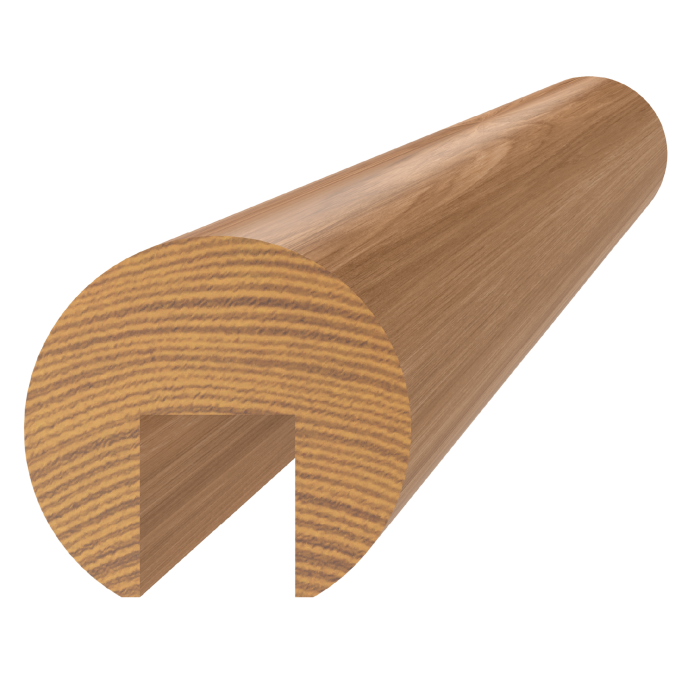 Dřevěný profil (ø42mm /L:3000mm) s drážkou 17x20mm, materiál: duk, broušený povrch bez nátěru, balení: PVC fólie; necinkovaný materiál
