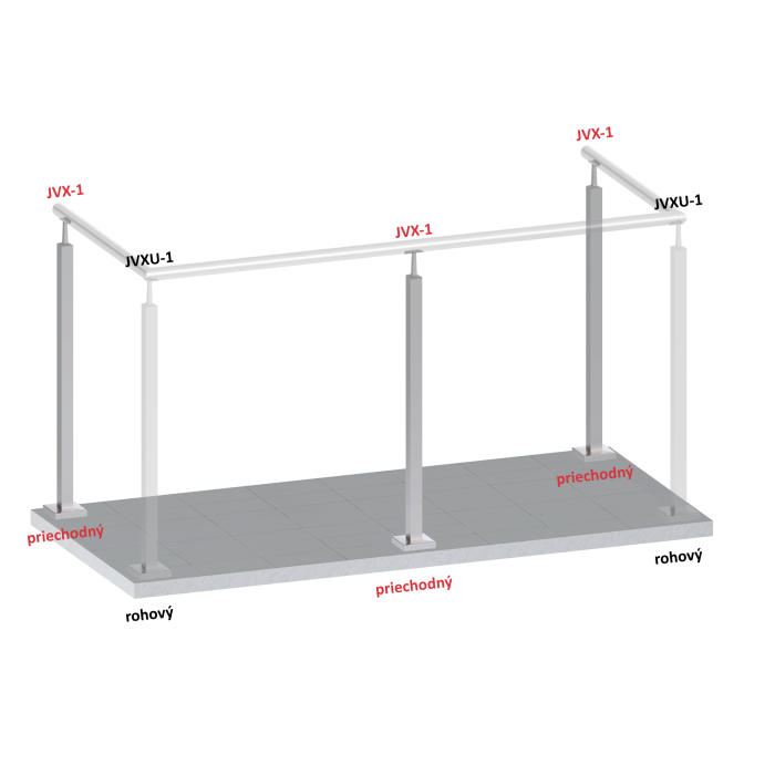 Nerezový sloup, vrchní kotvení, bez výplně, vrch pevný (40x40x2.0 mm), broušená nerez K320 / AISI304 - Image 3
