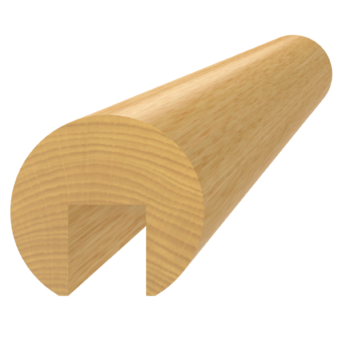 Dřevěný profil (ø42mm/L:3000mm) s drážkou 17x20mm, materiál: buk, broušený povrch bez nátěru, balení: PVC fólie, necinkovaný materiál