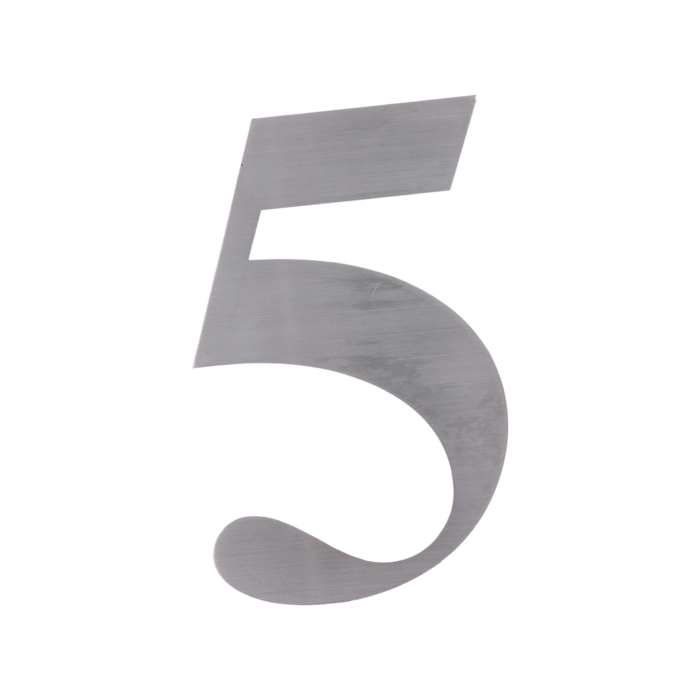 Číslo domové 5, (127x1.5mm), s 3M páskou, brúsená nerez K320 / AISI 304