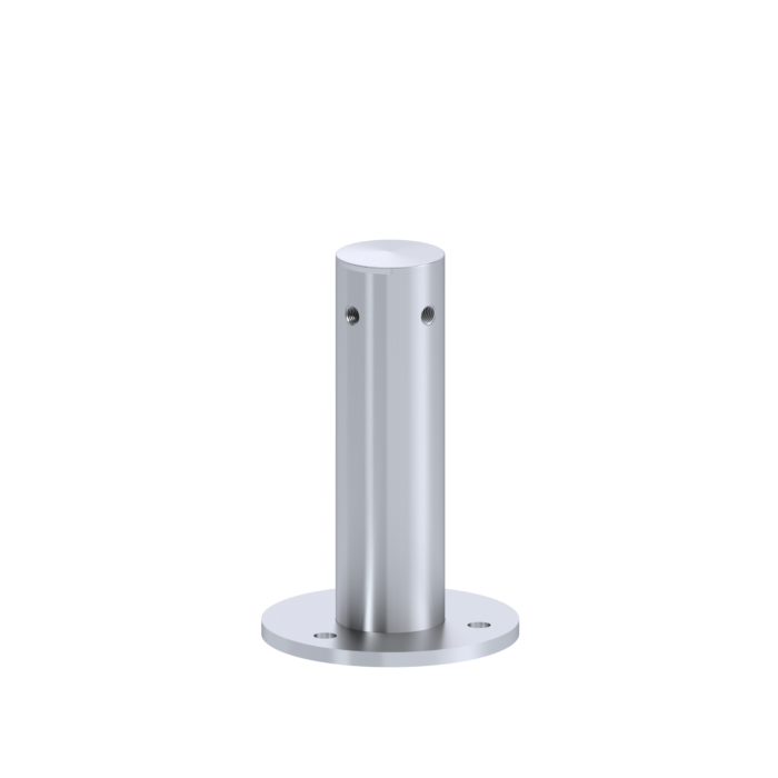 Příruba (rohová) na fasádní lankovou stěnu, odsazení 150mm, se dvěma vnitřními závity M8, broušená nerez K320 / AISI 304