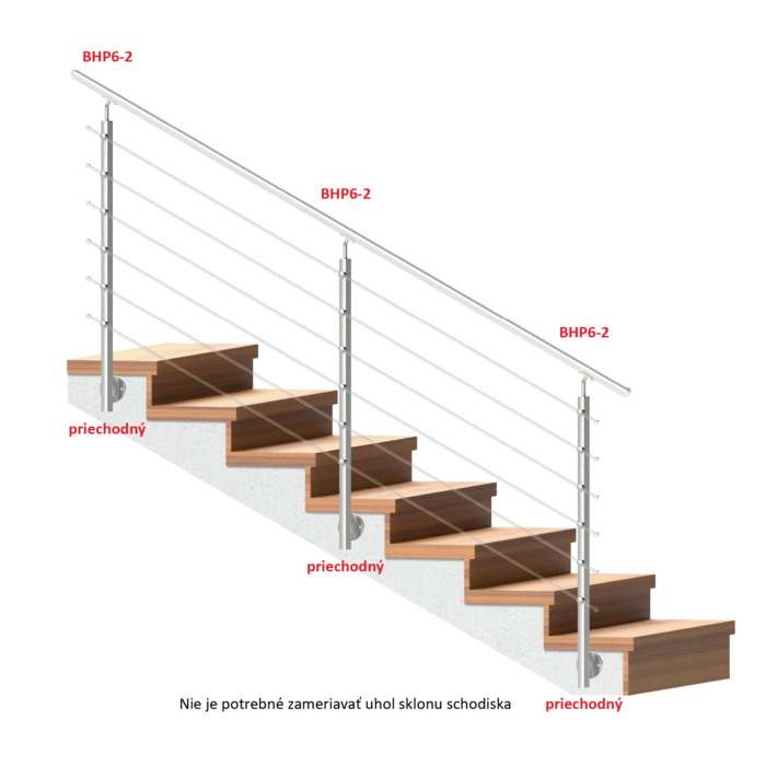 Nerezový sloup, boční kotvení, 6 řadový průchodný, venkovní, vrch nastavitelný (ø 42,4x2 mm), broušená nerez K320 / AISI316 - Image 2