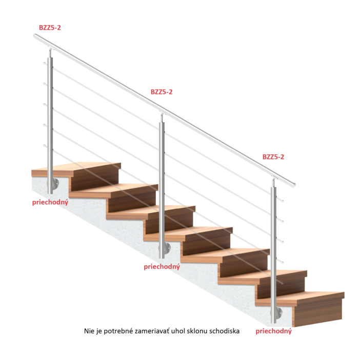 Nerezový sloup, boční kotvení, bez výplně, 5 řadový se závitem M6, vnitřní, vrch nastavitelný, (ø 42.4x2mm), broušená nerez K320 /AISI304 - Image 2