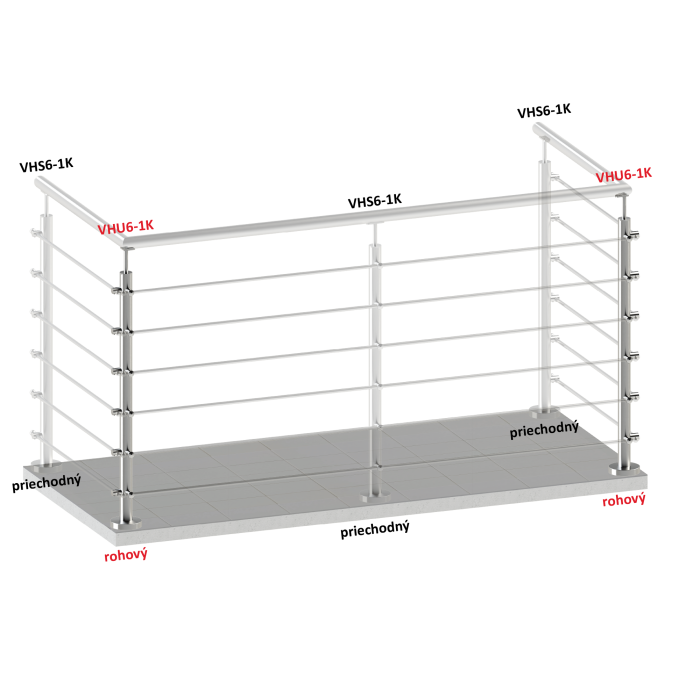 Nerezový sloup, vrchní kotvení, 6 řadový, rohový: 90°, vrch pevný (ø 42.4x2mm), broušená nerez K320 /AISI304 - Image 3