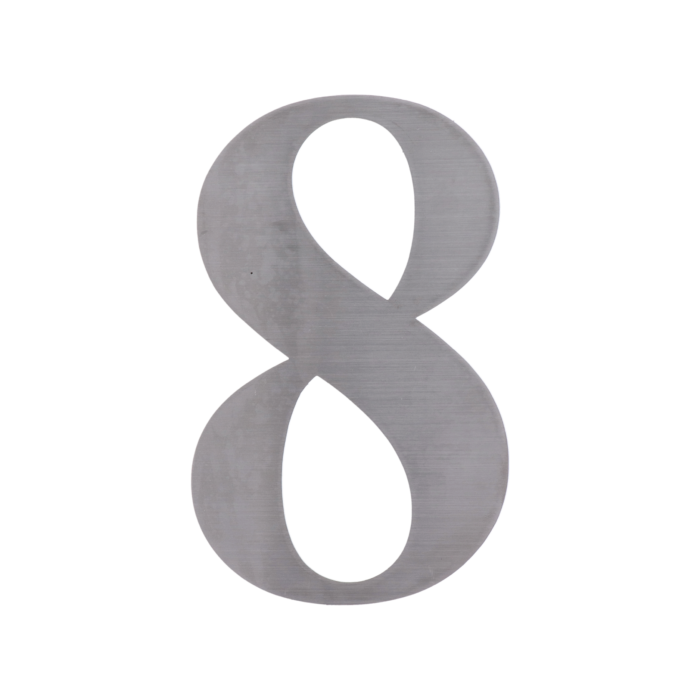 Číslo domové 8, (127x1.5mm), s 3M páskou, brúsená nerez K320 / AISI 304