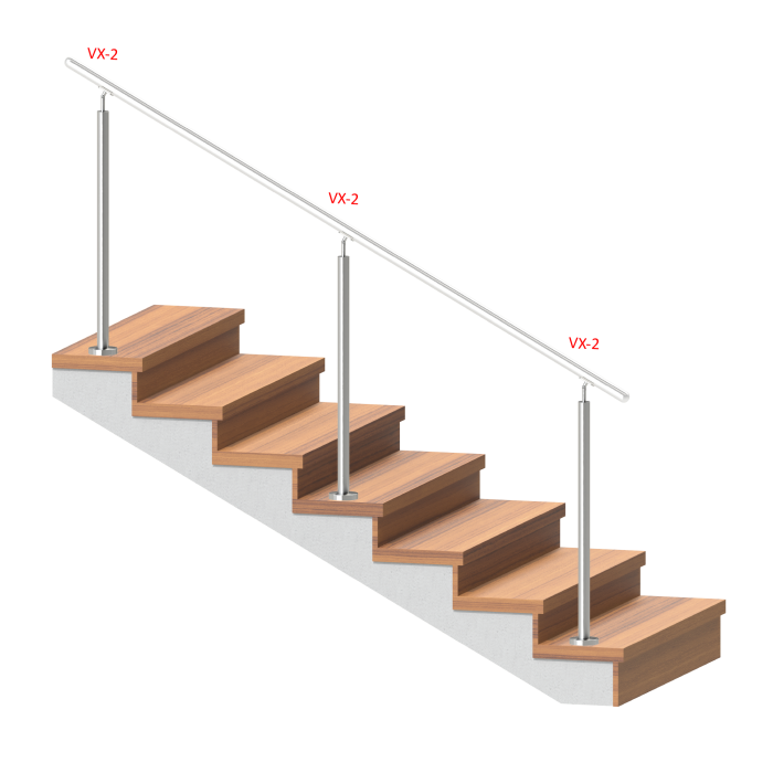 Nerezový sloup, vrchní kotvení, bez výplne, vrch nastavitelný (ø 42.4x2mm), broušená nerez K320 /AISI316 - Image 4