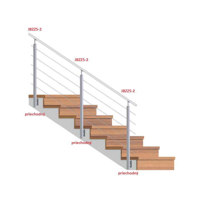 Nerezový sloup, boční kotvení, 5 řadový M6, vnitřní, vrch nastavitelný - Image 4