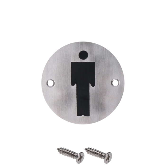 Nerezový piktogram `Páni`, kulatý, rozměry: ø75x1.2mm, broušená nerez K320 / AISI304