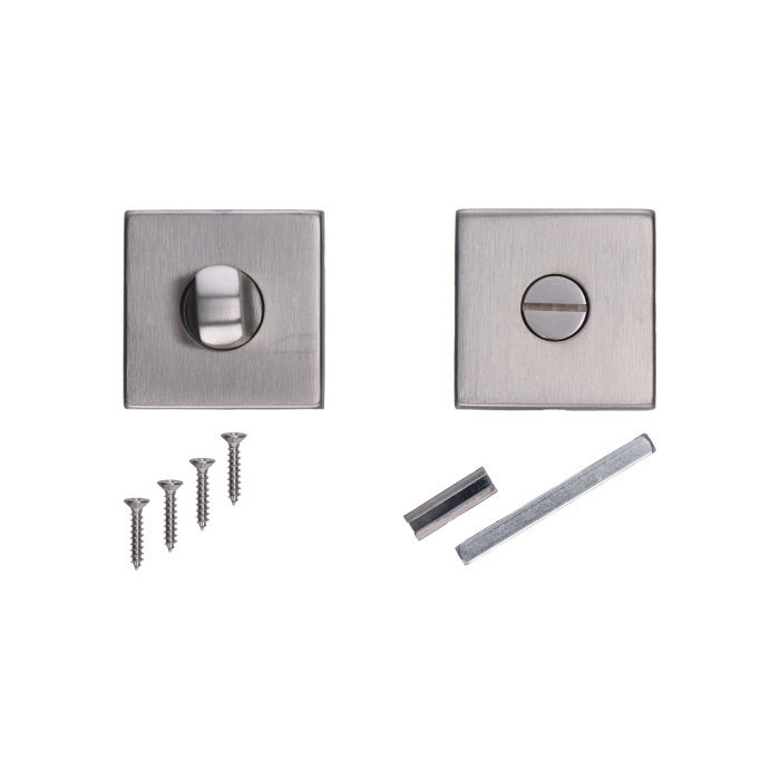 čtvercová rozeta s uzamykací páčkou na WC dveře (53x53x10mm), rozměr páčky: 22x12x25mm, broušená nerez K320 /AISI304 - Image 2