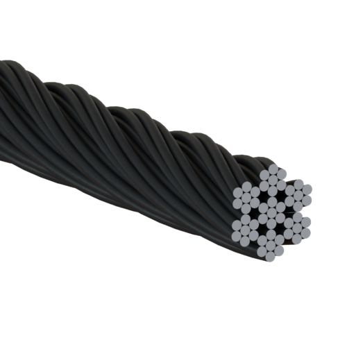 Nerezové lanko 4mm (7x7 dr.) /AISI316, barva: černá