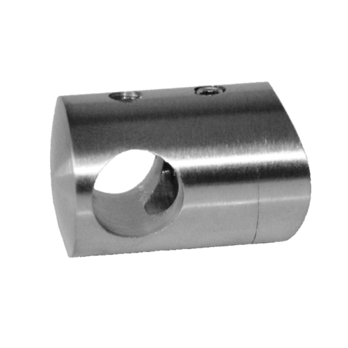 Držák tyče ø 12 mm na trubku ø 33,7 mm (30x22 mm), broušená nerez K320 / AISI304