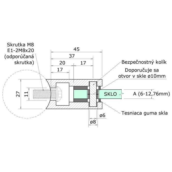 Svorka skla na trubku ø42,4mm s podložkou, AISI304 - Image 5
