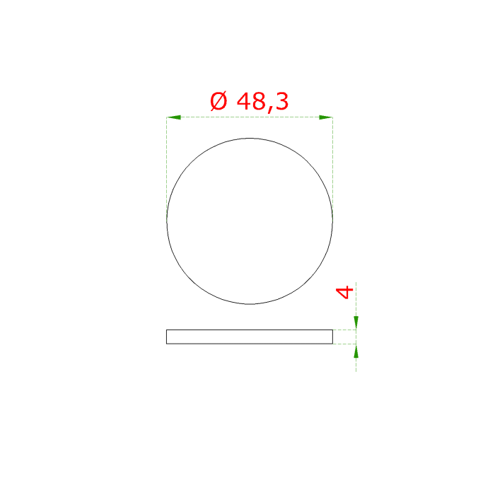 Ukončení ø48.3mm, broušená nerez AISI304 - Image 2