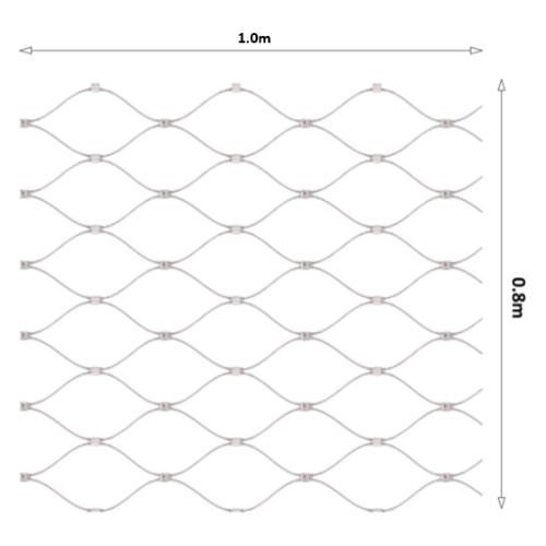 Lanková síť  0,8 x 1 m, oko 50 x 50mm, ø2 mm, AISI 316