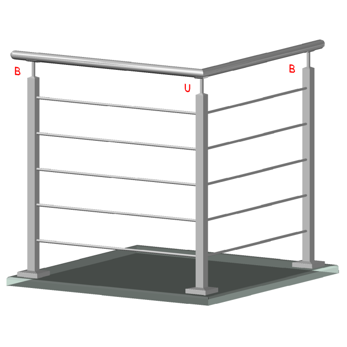 Nerezový sloup, vrchní kotvení, 5děrový rohový - Obrázek 2