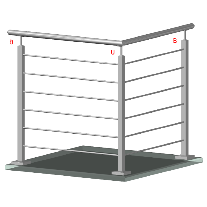 Nerezový sloup, vrchní kotvení, 6děrový rohový - Obrázek 2