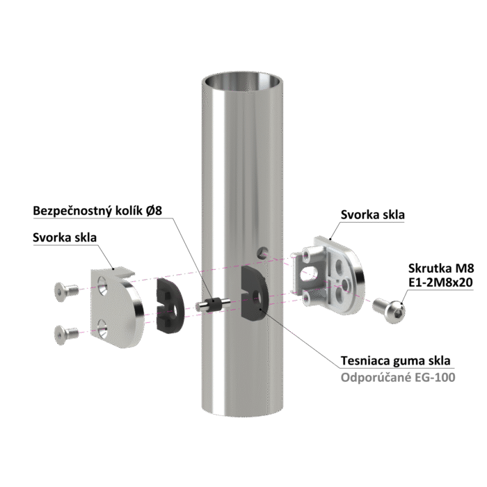 Svorka na trubku ø48.3mm, sklo 6-10.76mm, broušená AISI304 - Obrázek 4