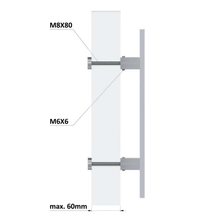 Madlo 45°, L = 600 mm, broušená AISI304 - Obrázek 4