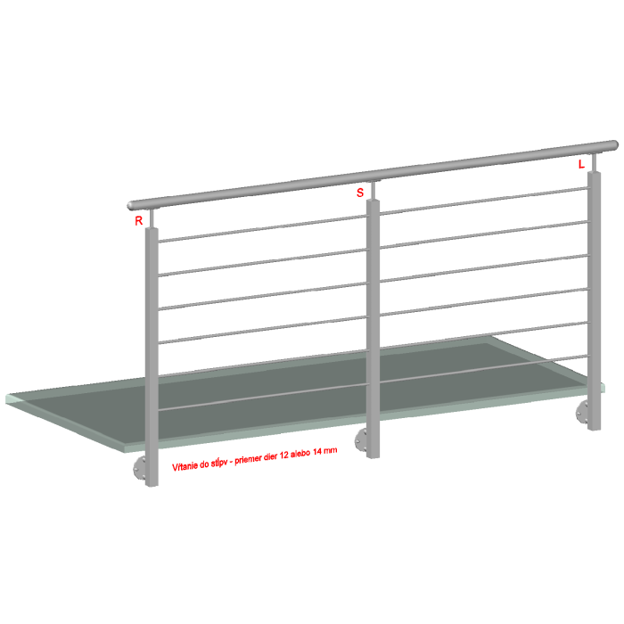 Nerezový sloup, boční kotvení, 6děrový koncový, pravý - Obrázek 2