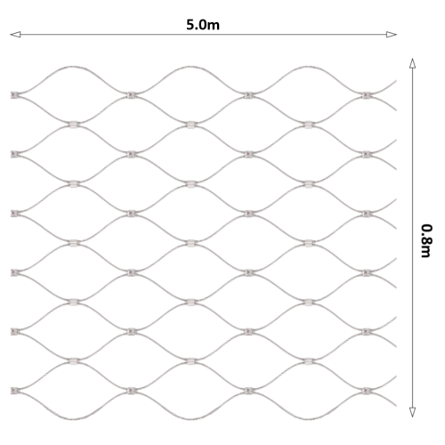 Lanková sieť, 0,8 x 5 m, oko 60 x 104 mm, ø 2 mm, AISI 316