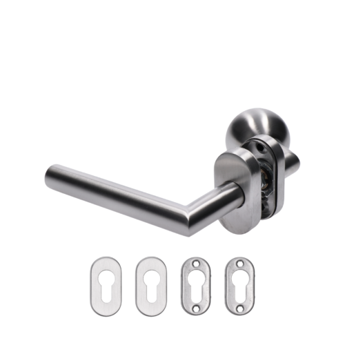 Klika levá + koule, vyhnutá včetně spodní rozety, nerez